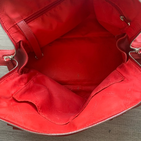 Longchamp Red Nappa Pebbled leather satchel handbag - Picture 10 of 13